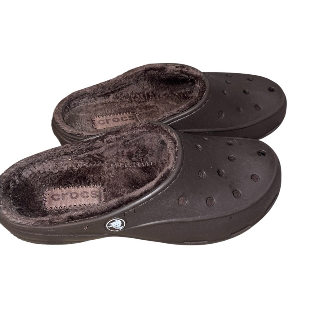CROCS Dark Brown Fuzzy Lined Clogs